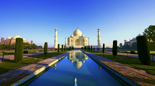 Symmetrical Taj Mahal under Clear Sky - Heritage & Ruins wallpaper