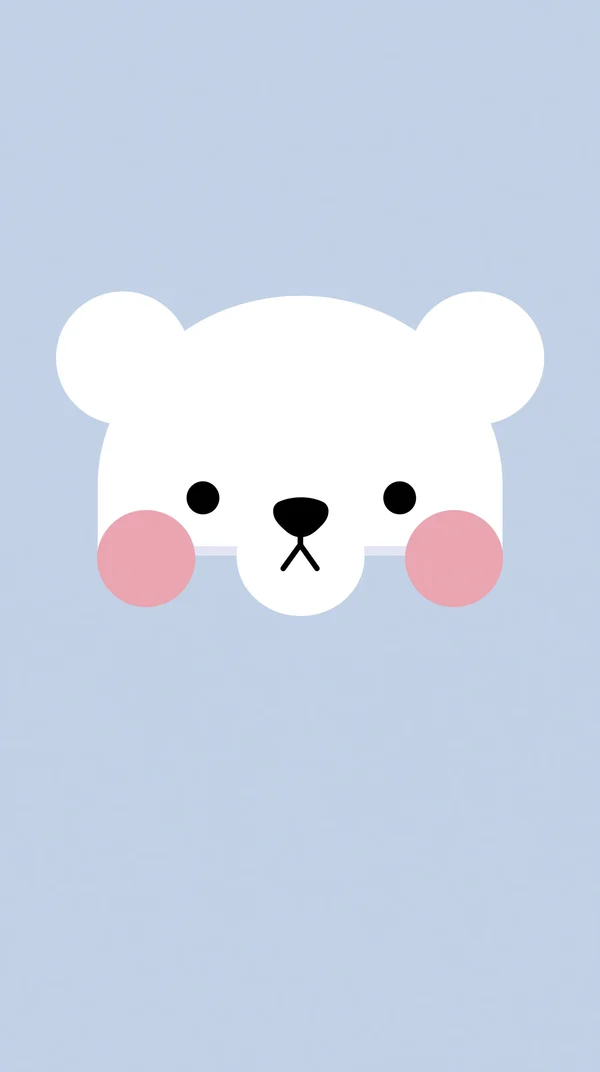 A White Bear Peeking into a Pale Blue World - Blue Smartphone - Cute / Illustration wallpaper