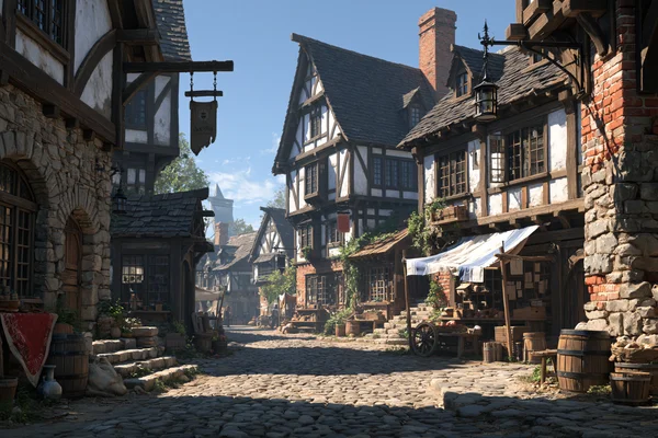 A Half-Timbered Town in the Sun - Midday Market Street - Heritage & Ruins / Architecture & Cities wallpaper