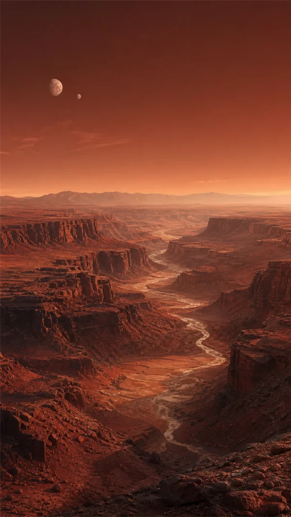 A Small Moon Over the Red Canyon - Red Phone - Fantasy & Space / Sky, Stars & Sunsets wallpaper