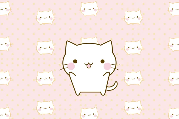 白猫模様のパターン - かわいい / ミニマル・抽象の壁紙