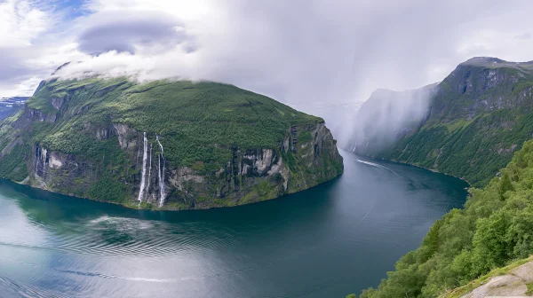 Deep Green Fjord under Low Clouds - Sea, Lakes & Water wallpaper