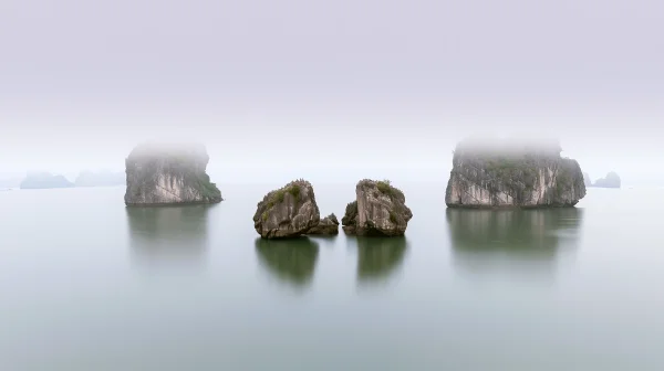 Small Sea Islets Fading into Pale Mist - Sea, Lakes & Water / Nature & Landscape wallpaper