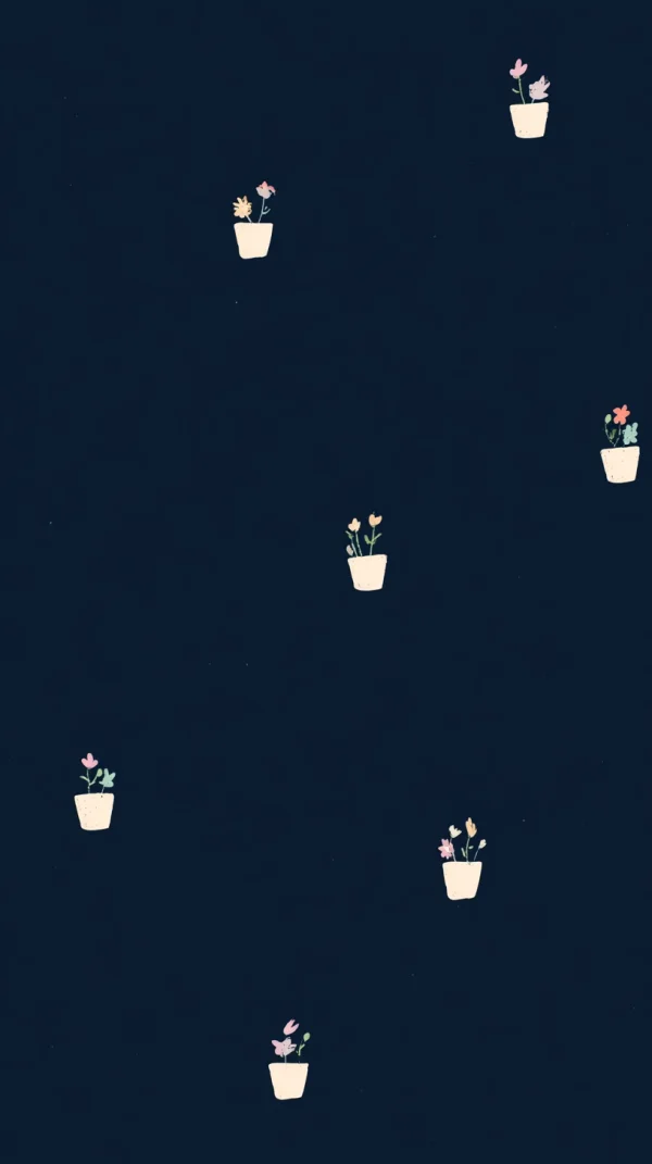 Tiny Potted Plants on Navy - Minimal & Abstract wallpaper