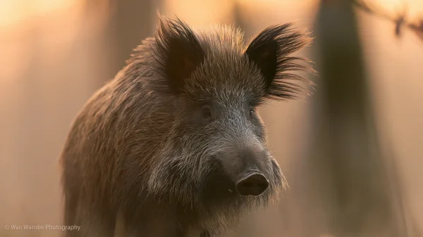 Wild Boar Profile at Dusk - Animals / Sky, Stars & Sunsets wallpaper