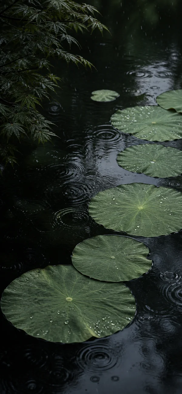 Raindrops Dancing on Lotus Leaves - Green Phone - Flowers & Plants wallpaper