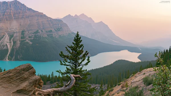 Mountain View over an Emerald Lake - Sea, Lakes & Water / Nature & Landscape wallpaper