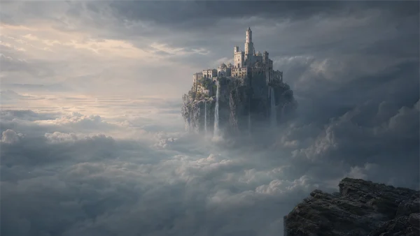 A Castle Afloat on the Cloud Sea - Mono 4K - Fantasy & Space / Heritage & Ruins wallpaper