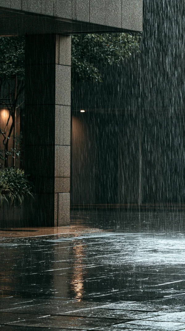 Night Rain Falling beside a Building - Architecture & Cities wallpaper