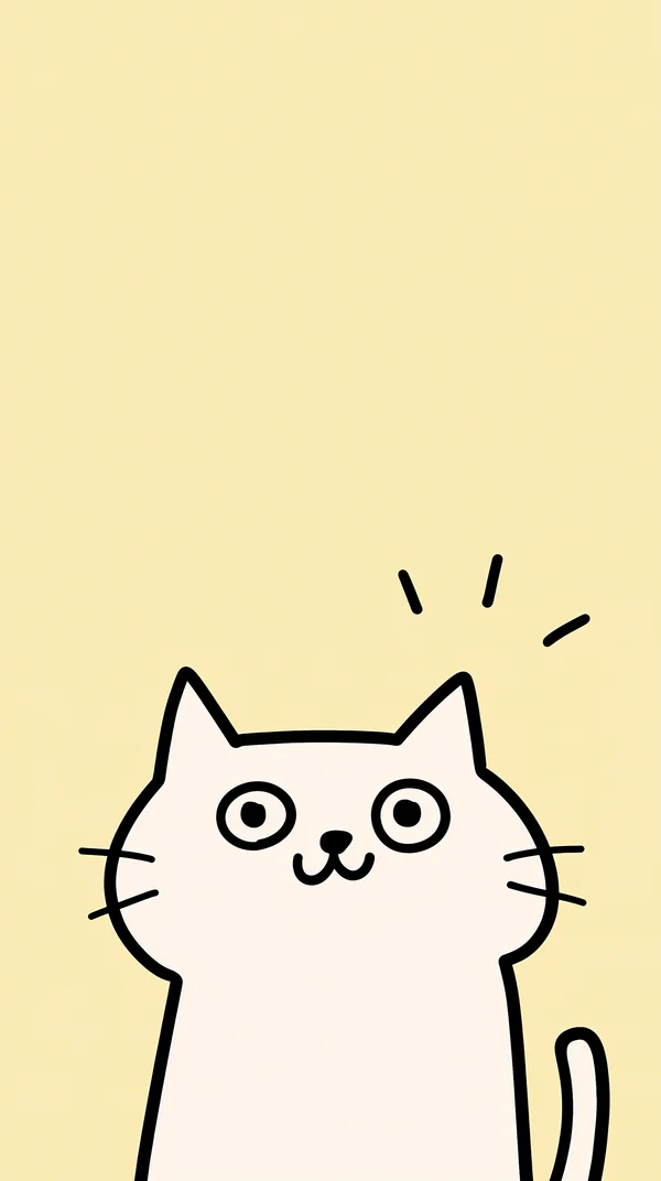 振り向く白猫の午後 - 黄 スマホ - かわいい / イラストの壁紙