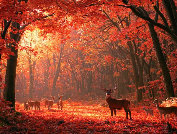 陽だまりの紅葉林 - 自然・風景の壁紙
