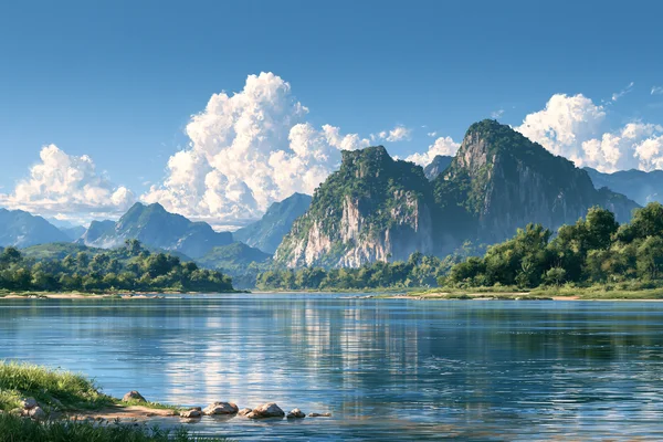 Karst Peaks Over the Lake - Nature & Landscape / Sea, Lakes & Water wallpaper