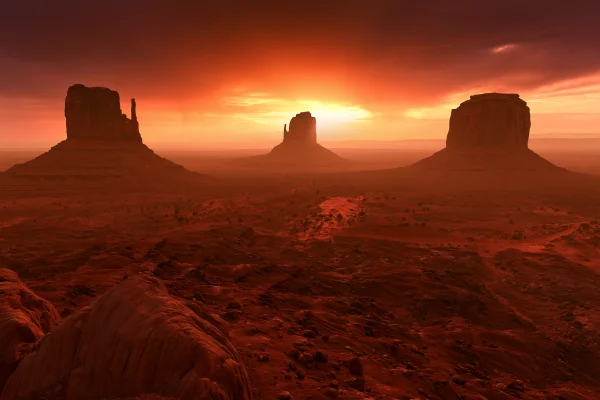 Red Buttes in a Desert Sunset - Nature & Landscape / Sky, Stars & Sunsets wallpaper