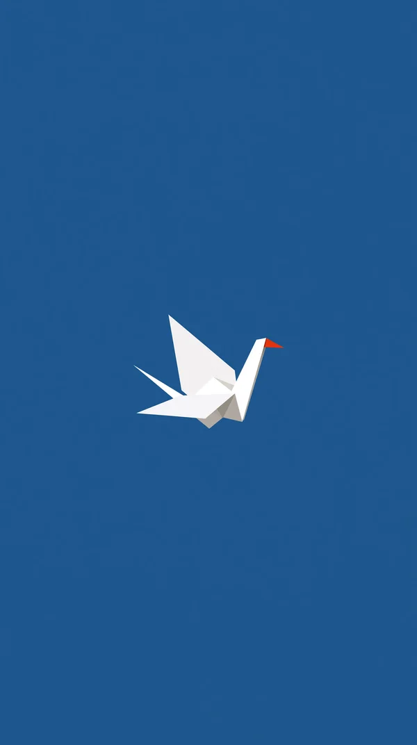 青空を舞う一羽の折り鶴 - 青 スマホ - かわいい / イラストの壁紙