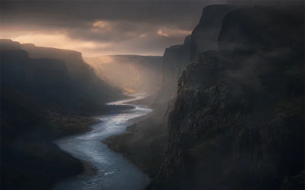 A River of Light Through the Ravine - Mono Full HD - Fantasy & Space / Sea, Lakes & Water wallpaper
