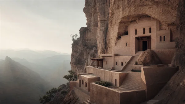A Sand-Coloured Monastery Cut from the Cliff - Orange 4K - Architecture & Cities / Nature & Landscape wallpaper