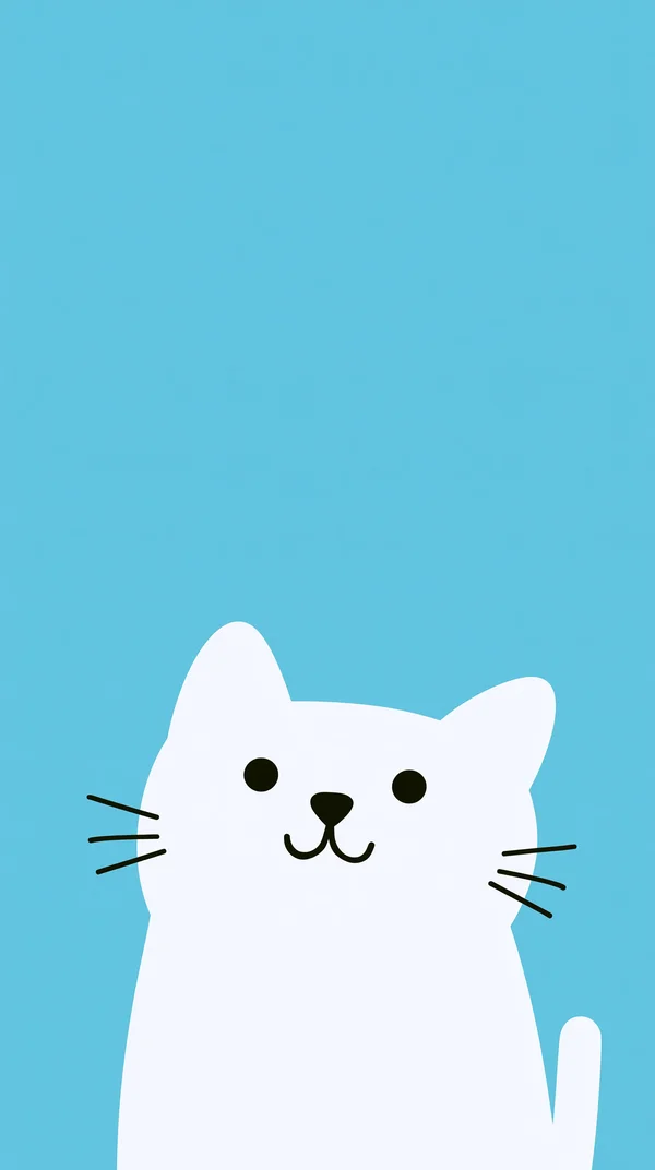 水色の背景と笑う猫 - 青 スマホ - かわいい / イラストの壁紙