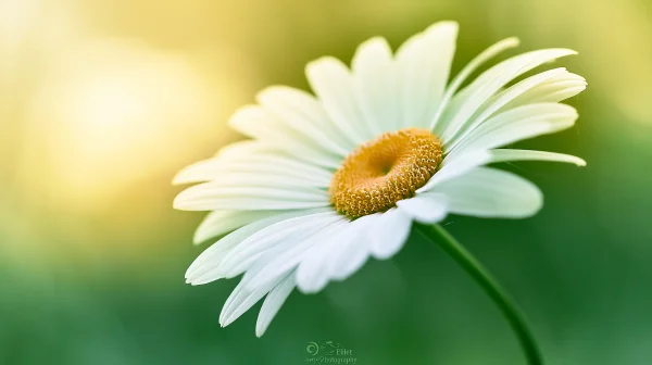 白いデイジーのクローズアップと緑のぼかしの壁紙 - 花・植物