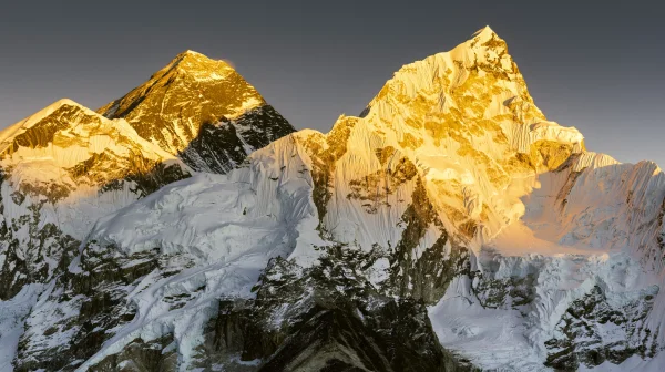 Everest Summit Glowing Gold - Nature & Landscape wallpaper