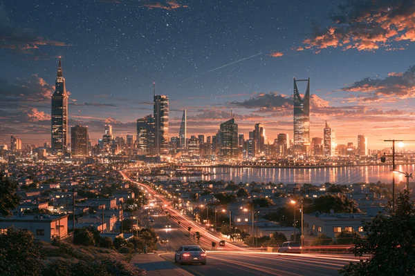A Skyline Dyed in Twilight Red - Architecture & Cities wallpaper