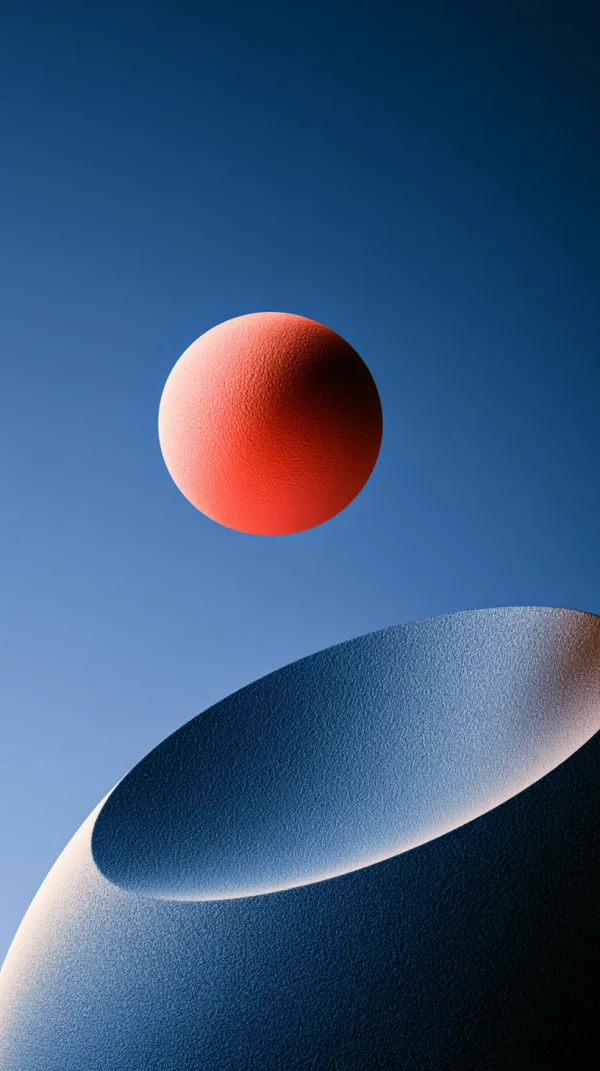 Red Moon and Curved Shape in a Blue Sky - Sky, Stars & Sunsets wallpaper