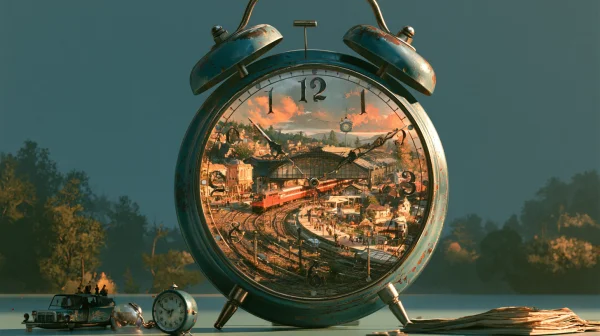 City Scene Inside an Alarm Clock - Architecture & Cities wallpaper