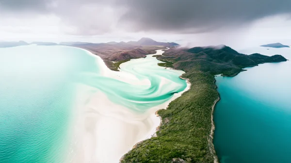 Island White Sand and Teal Inlet under Cloud - Sea, Lakes & Water wallpaper