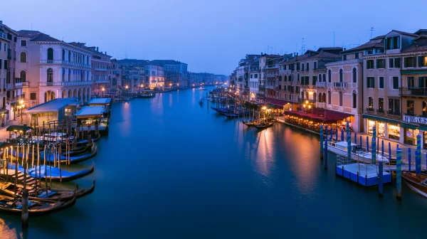 Canal-Side Town in the Blue of Evening - Architecture & Cities / Sea, Lakes & Water wallpaper