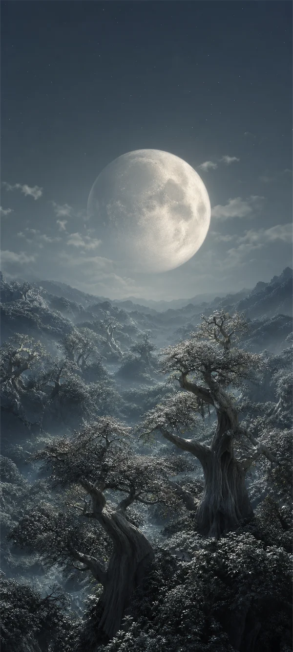An Ancient Forest Under the Full Moon - Mono Phone - Fantasy & Space / Nature & Landscape wallpaper