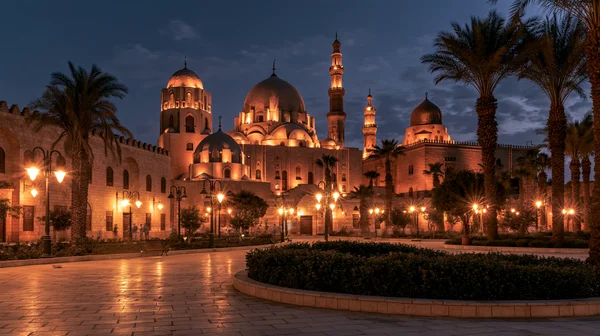 Domes of a Mosque Glowing at Night - Orange Full HD - Heritage & Ruins / Architecture & Cities wallpaper