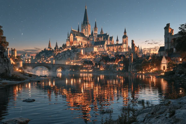 A Sacred City Glowing at Night - Fantasy & Space / Architecture & Cities wallpaper