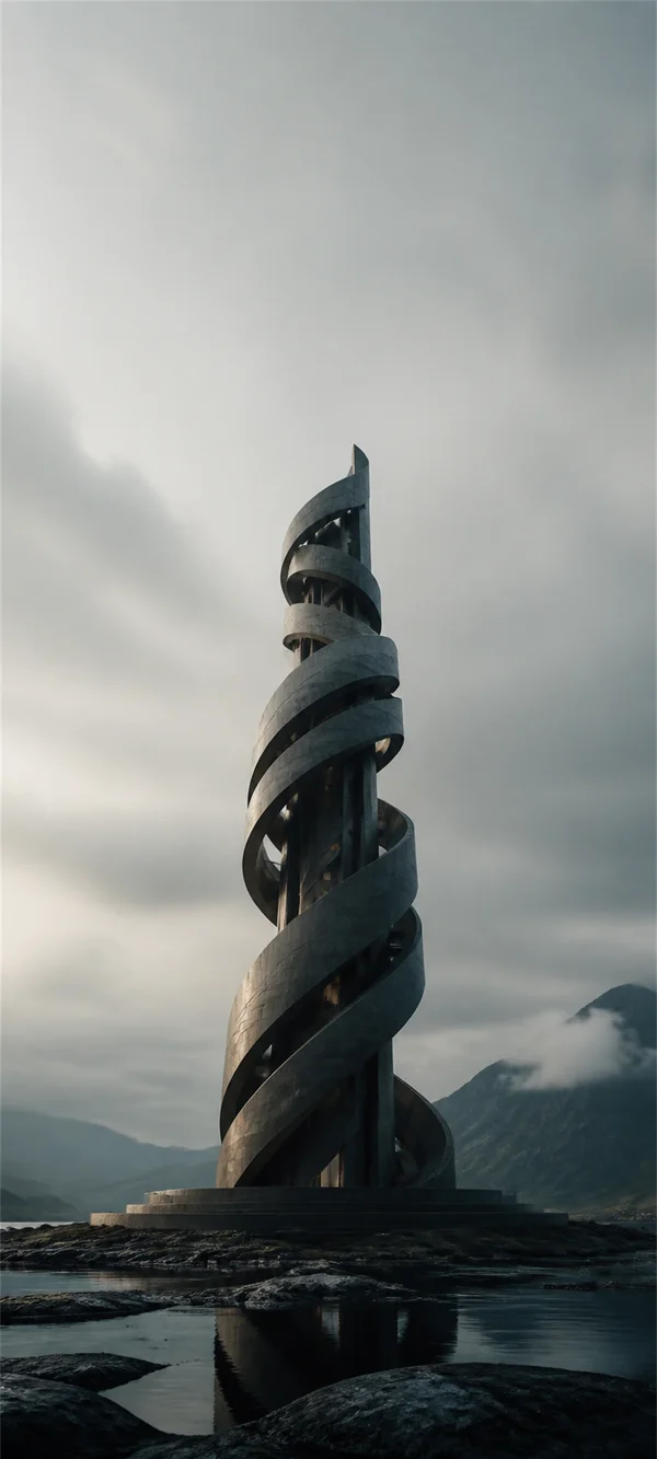 A Spiral Tower Piercing the Cloud - Mono Phone - Architecture & Cities wallpaper
