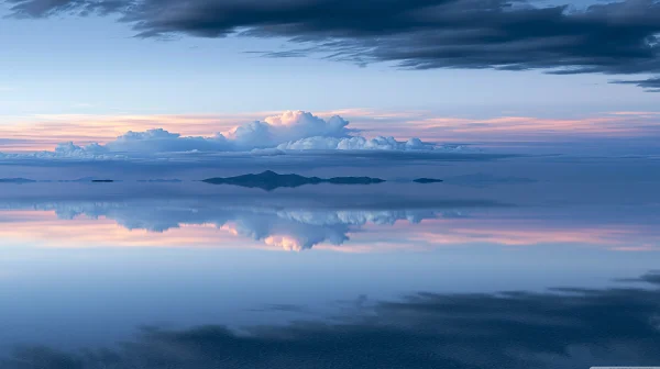 Blue Clouds and a Quiet Salt Lake Horizon - Heritage & Ruins / Sea, Lakes & Water wallpaper