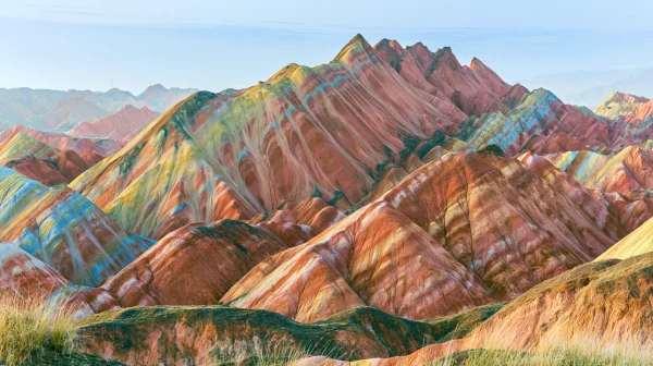Rainbow-Hued Striped Mountain Ridges - Heritage & Ruins / Sky, Stars & Sunsets wallpaper