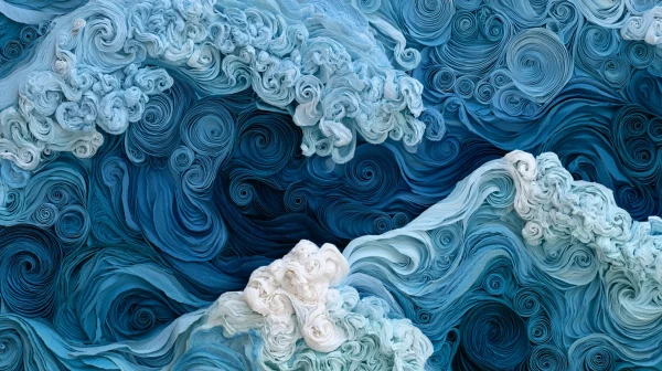 Abstract Painting of Swirling Blue Waves - Minimal & Abstract wallpaper