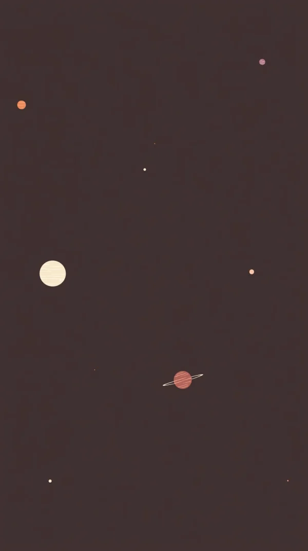 Little Moon and Planet in a Brown Space - Fantasy & Space / Minimal & Abstract wallpaper
