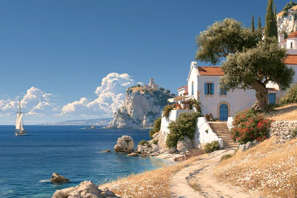A White Village on the Cliff - Architecture & Cities wallpaper