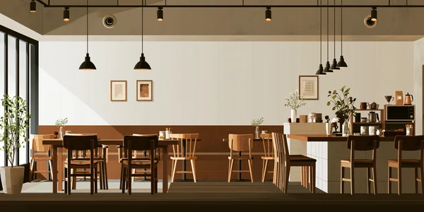 夕暮れのカフェを描いたイラスト風景 - オレンジ フルHD - 暮らし・食べ物 / 建築・都市の壁紙