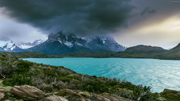 Turquoise Lake and Granite Peaks under Storm Clouds - Sea, Lakes & Water / Nature & Landscape wallpaper