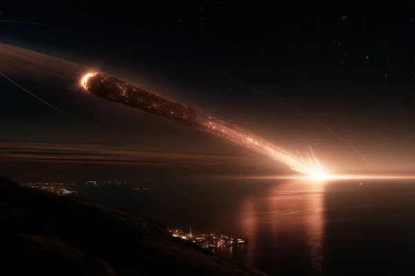 暗い宇宙を横切る光を帯びた彗星の壁紙 - ファンタジー・宇宙 / 空・星空・夕景