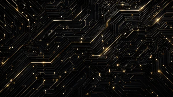 Circuit Paths Running in Gold - Mono 4K - Minimal & Abstract wallpaper