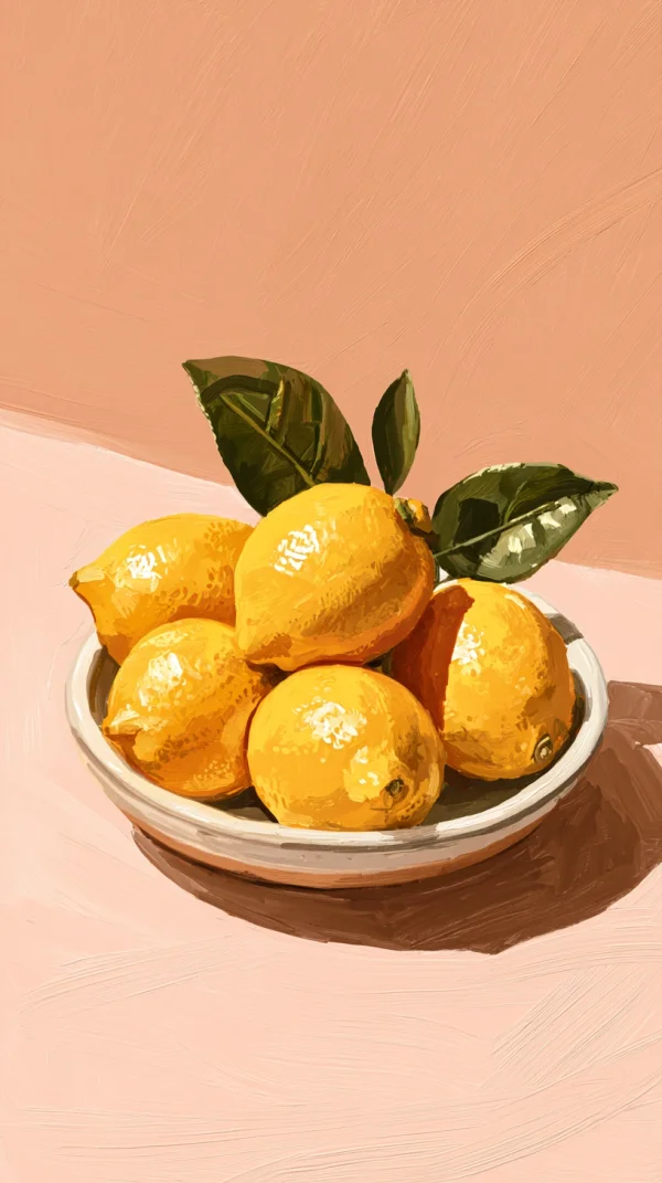 Bowl of Lemons on a Peach Pink Background - Cute / Life & Food wallpaper