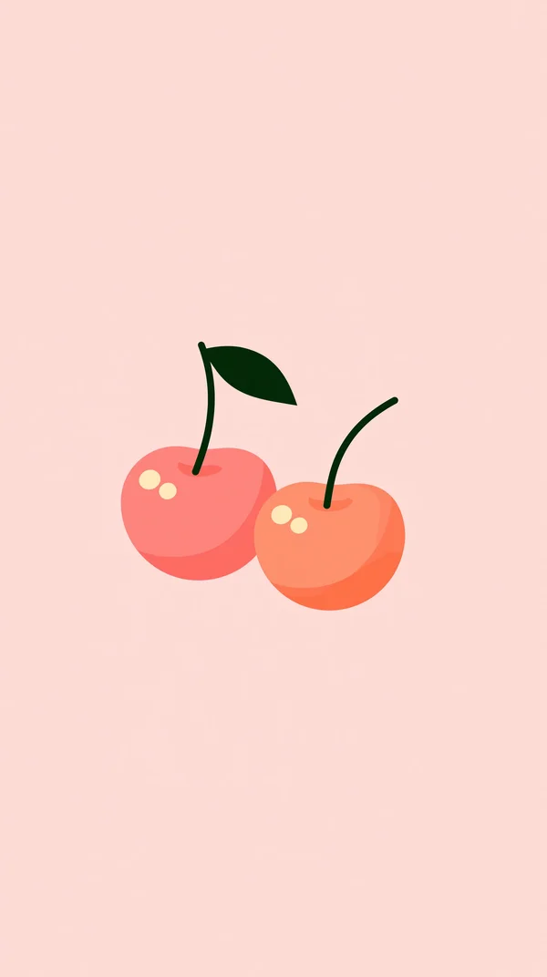 淡い桜色に実る二つのさくらんぼ - ピンク スマホ - かわいい / イラストの壁紙