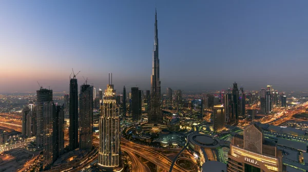 Dubai Blue Hour with Glowing Highways - Architecture & Cities / Sky, Stars & Sunsets wallpaper