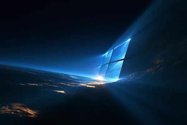 光を放つWindowsロゴ - ミニマル・抽象の壁紙