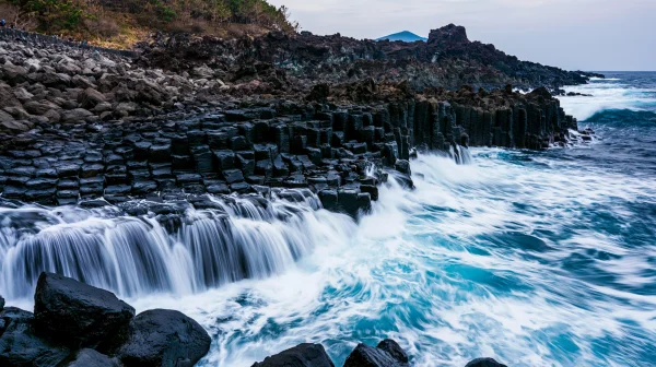 White Surf Streaming over a Basalt Shore - Sea, Lakes & Water wallpaper