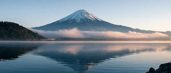 Snow-Capped Fuji Mirrored in a Still Lake - Blue 4K - Sea, Lakes & Water / Nature & Landscape wallpaper