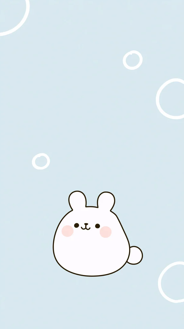 しゃぼんの中でまどろむうさぎ - 青 スマホ - かわいい / イラストの壁紙