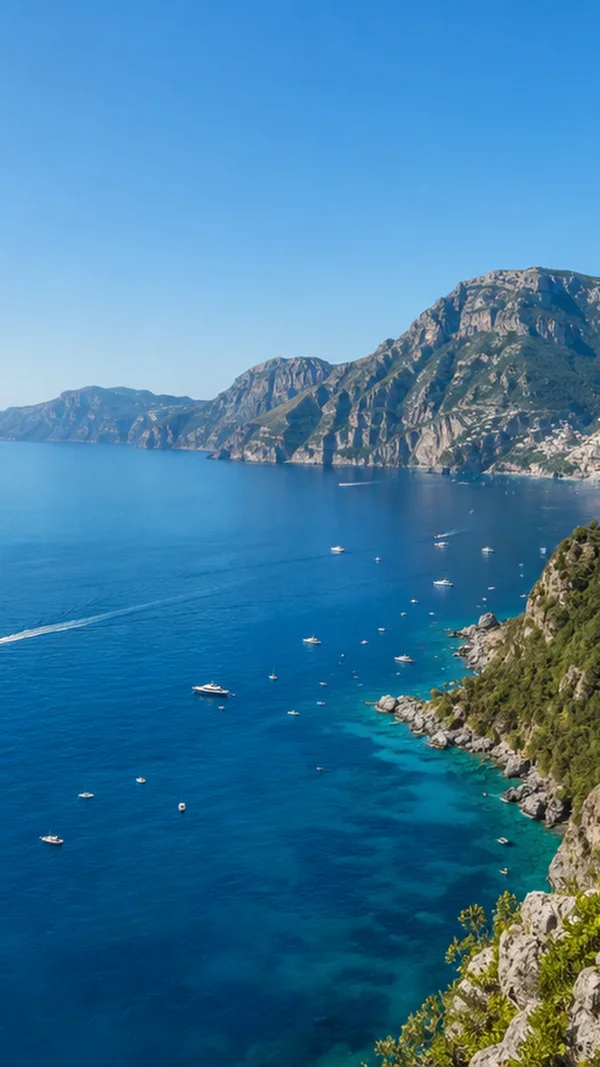 Yachts Scattered Across a Cliffside Bay - Blue Phone - Sea, Lakes & Water / Life & Food wallpaper