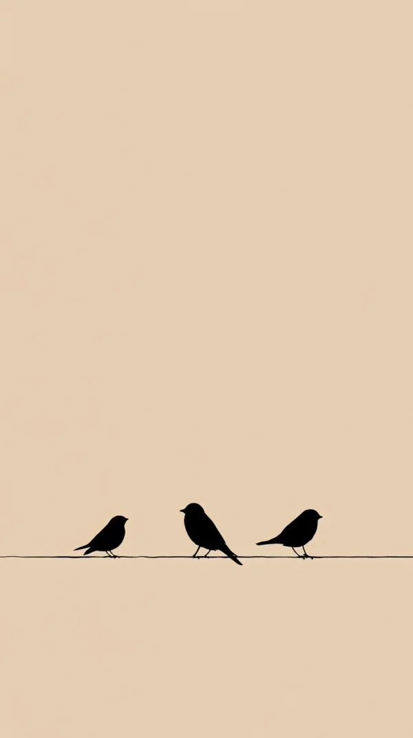 Bird Silhouettes on Beige - Minimal & Abstract / Animals wallpaper